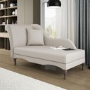 Ver imagem 2 de Divã Recamier Chaise Longue Valentina Clássico com Pés de Madeira Veludo Bege Claro - Abmaza