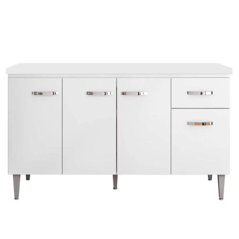 Balcão Pia Gabriela 150cm Branco com Tampo Mdp - Ajl Móveis