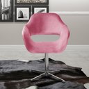 Ver imagem 3 de Poltrona Zara Giratória Base Metal Suede Rosa 280 Bella Decor
