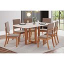 Ver imagem 1 de Conjunto: Mesa Sala Jantar Natalí C/ Tampo Madeirado Reto S/ Vidro 160x90cm e 6 Cadeiras Milla