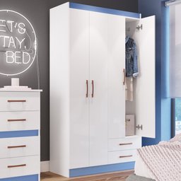 Guarda-roupa Solteiro 4 Portas 2 Gavetas Treviso 104 Móveis Doripel - 5 Guarda-roupa Solteiro 4 Portas 2 Gavetas Treviso 104 Móveis Doripel - 5