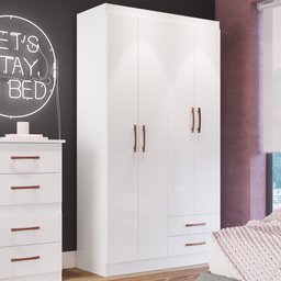 Guarda-roupa Solteiro 4 Portas 2 Gavetas Treviso 104 Móveis Doripel - 1 Guarda-roupa Solteiro 4 Portas 2 Gavetas Treviso 104 Móveis Doripel - 1