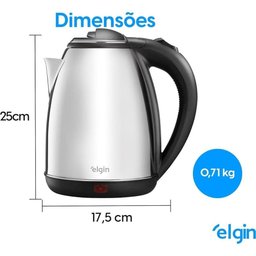 Chaleira Elétrica Inox 2l 1500w 220v Base Removível Cha10 Elgin - 3