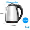 Chaleira Elétrica Inox 2l 1500w 220v Base Removível Cha10 Elgin - 3
