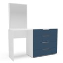 Ver imagem 2 de Cômoda Penteadeira Madri 4 Gavetas c/ Espelho 149x160cm Azul/Branco 250806