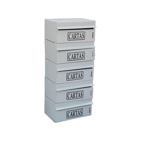 Caixa Correio Condomínio Frontal para Muro Cinza 5 Módulos