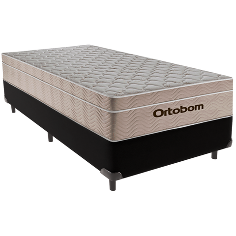 Cama Box Solteiro Preto+colchão Airtech Molas Ortobom
