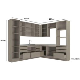 Cozinha Completa Maxxi c/ 13 Peças (2 Paneleiros + 4 Balcões + 4 Aéreos + 3 Tampos) Nogal - - 3