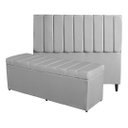 Ver imagem 1 de Kit de Quarto Roma Cabeceira de Cama Box e Calçadeira Baú Casal 140 Cm Suede Prata Eli Móveis e Deco