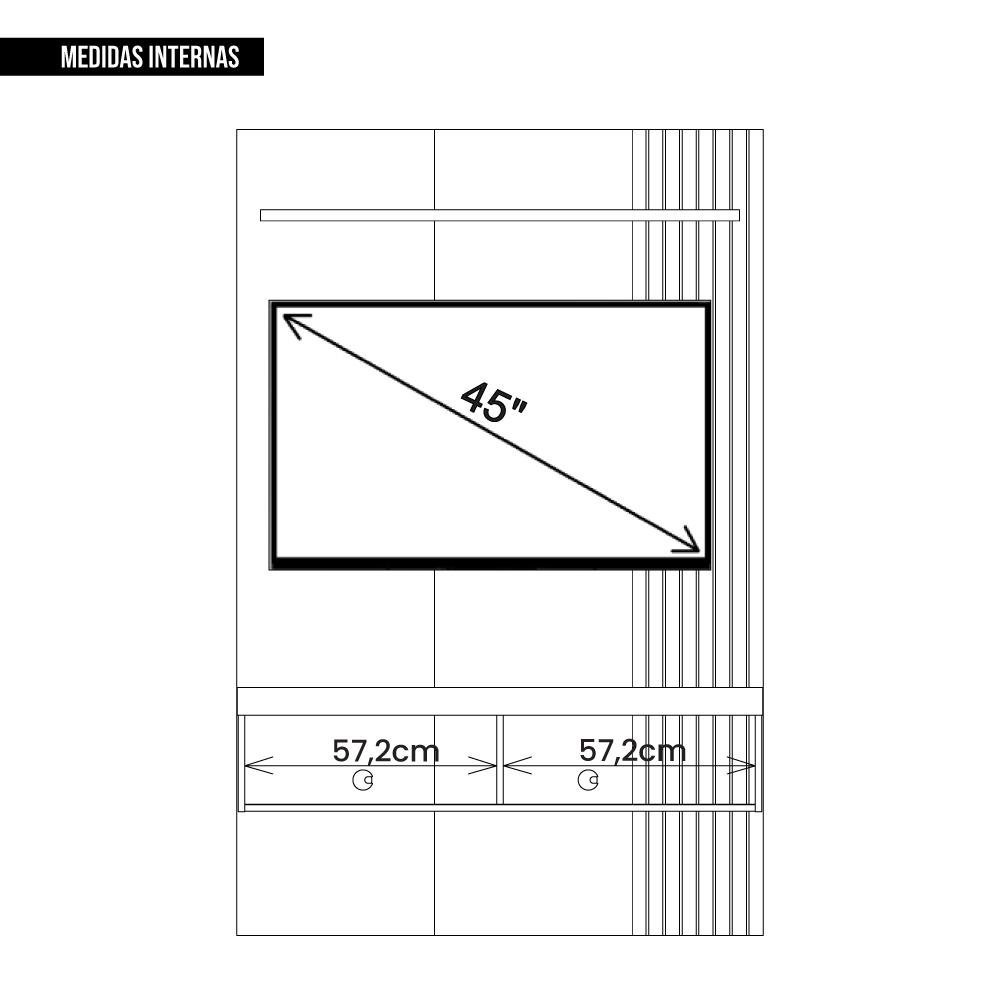 Painel para Tv até 45 Polegadas Moon Marrom Caemmun - 6