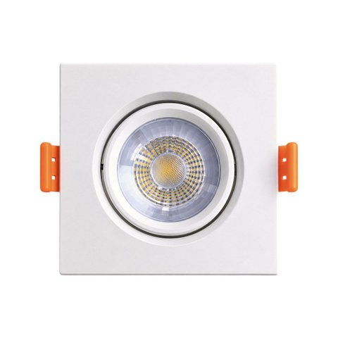 Spot LED Embutir Quadrado 9W Branco Quente 3000k Branco Orientável Bivolt Opus 87555 Eco ST3322