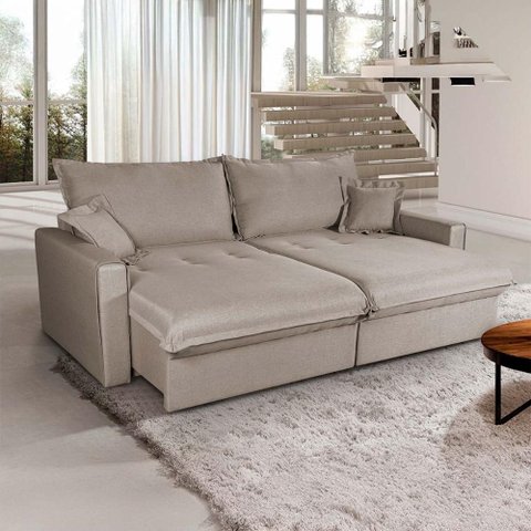 Sofá Cama Lume sem Caixa 1,90m Linho Marrom - King House
