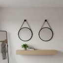 Ver imagem 2 de Kit 2 Espelhos Redondo Adnet Alça 60cm Suporte Premium Luxo - Preto Alça Preta