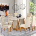 Ver imagem 1 de Mesa de Jantar Retangular Flora com 6 Cadeiras Iza Mel/blonde/bege - Casa Giulia