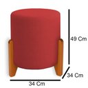 Ver imagem 3 de Puff Orgânico Veludo Thor com Pés de Madeira - 7 Decor Vermelho