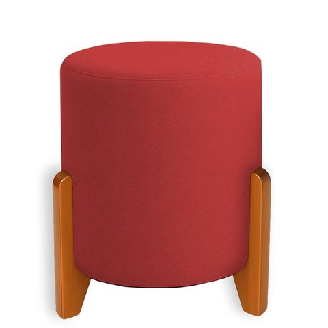 Puff Orgânico Veludo Thor com Pés de Madeira - 7 Decor Vermelho