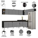 Ver imagem 3 de Armário de Cozinha Modulado de Canto 8 Peças Cp25 Balcão sem Tampo Preto/cinza - Lumil Lumil Móveis