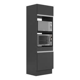 Paneleiro com Rodapé 2 Portas para Forno e Microondas Veneza Multimóveis MP2116.898 Preto/Branco - 2