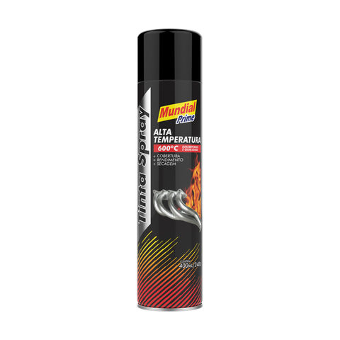Kit 6 Tinta Spray Alta Temperatura Preto Fosco Mundial Prime 400ml