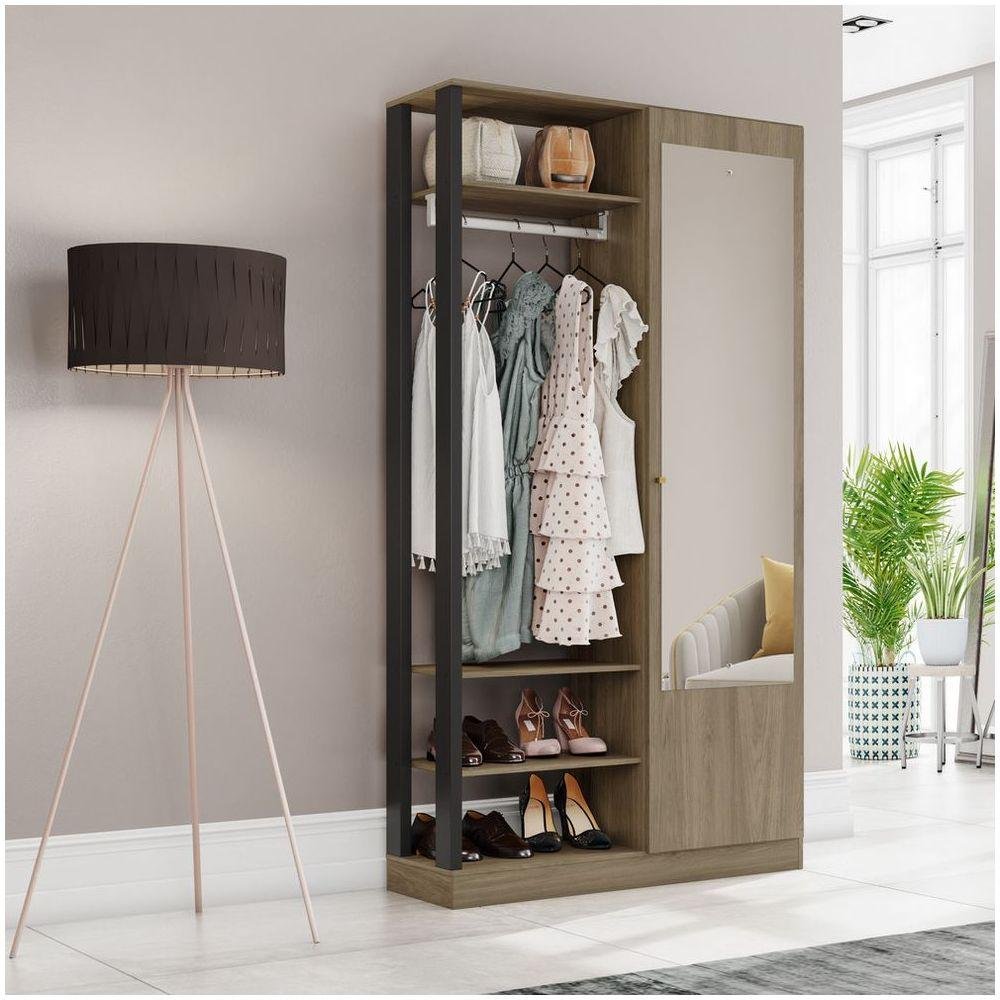 Armário Closet Multiuso 01 Porta Astral Henn Rústico Preto | MadeiraMadeira
