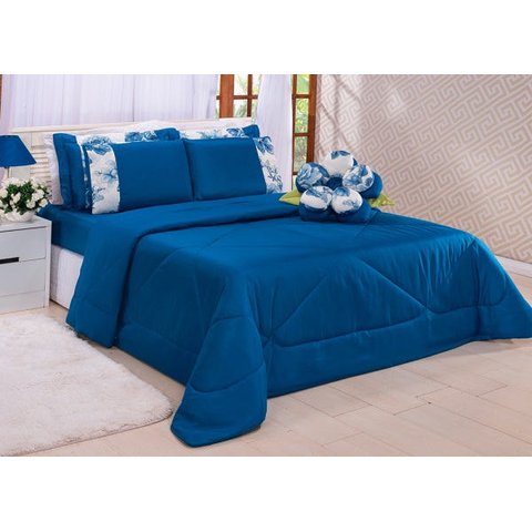 KIT CASAL QUEEN BEM ME QUER 7 PEÇAS:AZUL