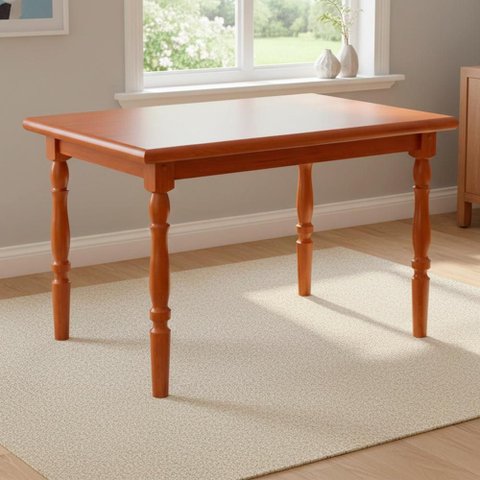 Mesa Retangular 04 Lugares Pes Torneados 126x80 Cm 103lb Marjori - Mel Brilho