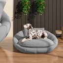 Ver imagem 2 de Caminha Pet Poltrona Golden 78cm Veludo Cinza Claro - Sallar Home