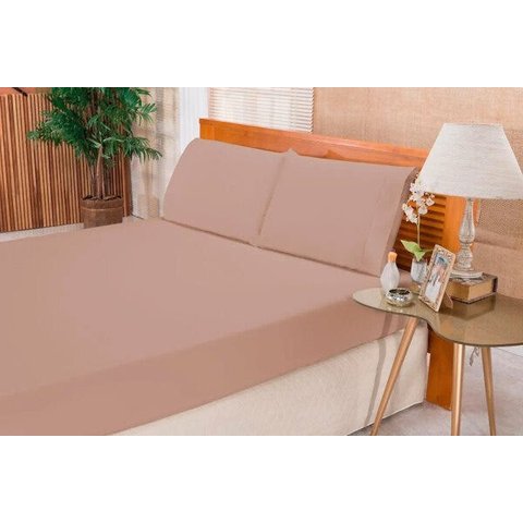 Jogo De Cama Casal Ponto Palito Elegance 3 Peças 180 F:CÁQUI
