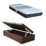 Base Box Baú Solteiro Sintético Marrom + Colchão Molas Bonnel Solteiro - Castor - Class Tecnopedic O - 1
