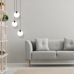 Pendente Hera Triplo na Cor Preto com Globos Transparentes para 3 Lâmpadas G9 de Led - 2