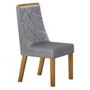 Ver mais imagens de Mesa de Jantar Aurora 180x90cm Vidro 25 mm Cinamomo Off White com Kit 6 Cadeiras Linho Prata - Valde
