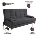 Ver imagem 3 de Sofá Cama 193 Cm Veludo Pés Plástico Cromado Grafite