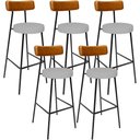 Ver imagem 1 de Kit 05 Banquetas Alta Cozinha Sala Jantar Aço Milão L02 Couríssimo Whisky Linho Cinza - Lyam Decor
