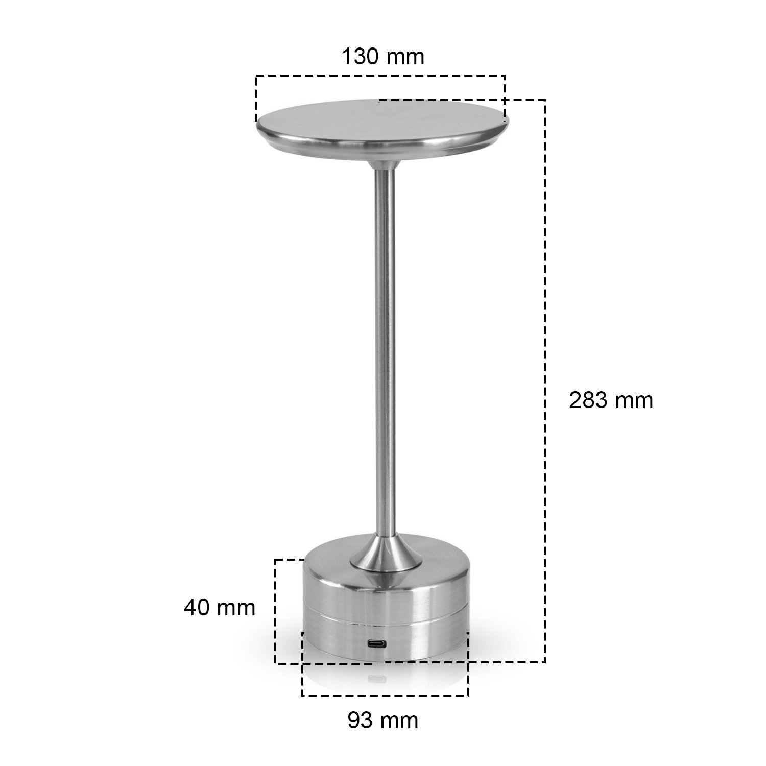 Luminária de Mesa Touch Candeeiro Led sem Fio Recarregável Grande Prata - 8