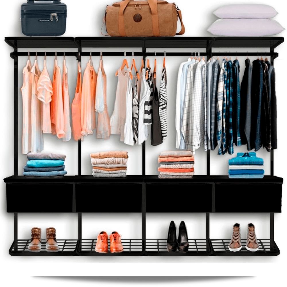 Guarda Roupa Closet Aramado Modulado Gaveta Mdf 2,50m Pt