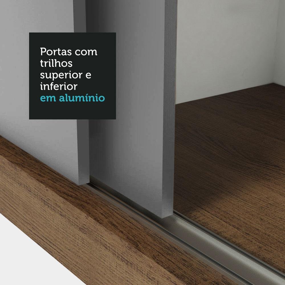 Guarda-roupa Solteiro 2 Portas de Correr com Espelho 4 Gavetas Rustic/cinza Vivare Plus Madesa - 9