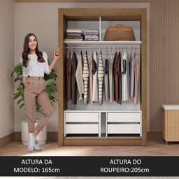 Guarda-roupa Solteiro 2 Portas de Correr com Espelho 4 Gavetas Rustic/cinza Vivare Plus Madesa - 5