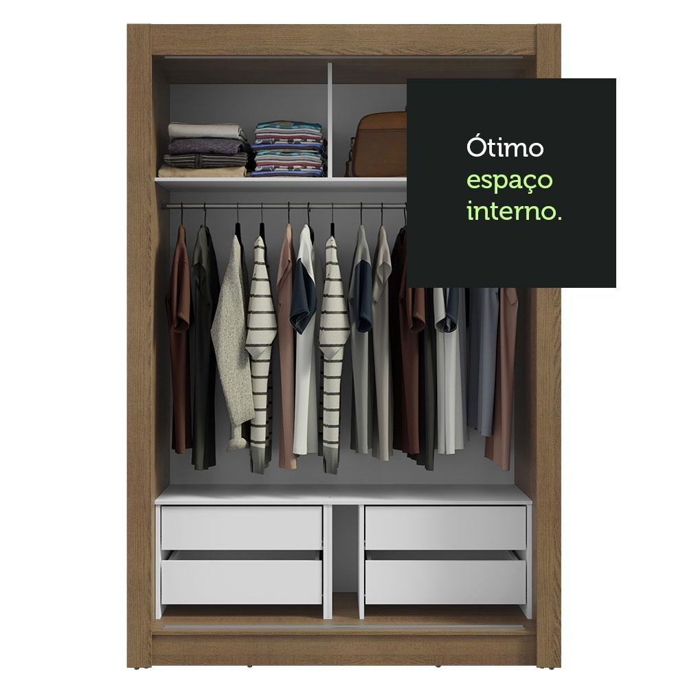 Guarda-roupa Solteiro 2 Portas de Correr com Espelho 4 Gavetas Rustic/cinza Vivare Plus Madesa - 8