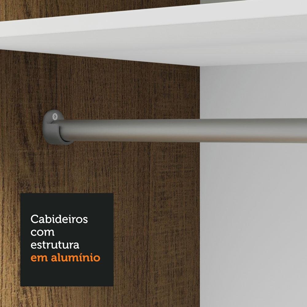 Guarda-roupa Solteiro 2 Portas de Correr com Espelho 4 Gavetas Rustic/cinza Vivare Plus Madesa - 7