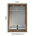 Ver imagem 5 de Guarda-roupa Solteiro 2 Portas de Correr com Espelho 4 Gavetas Rustic/cinza Vivare Plus Madesa