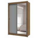 Ver imagem 3 de Guarda-roupa Solteiro 2 Portas de Correr com Espelho 4 Gavetas Rustic/cinza Vivare Plus Madesa