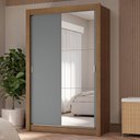 Ver imagem 1 de Guarda-roupa Solteiro 2 Portas de Correr com Espelho 4 Gavetas Rustic/cinza Vivare Plus Madesa