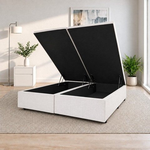 Base Box Baú Casal Bipartida Linho 1,38x1,88