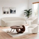 Ver imagem 2 de Kit Sofá 3 Lugares 180cm e 2 Poltronas Orgânica Luxo Recepção Amore Linho Bege - Amarena Móveis