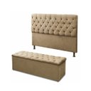 Ver imagem 1 de Cabeceira Mais Calçadeira Baú Recamier Divã Casal King 195cm para Cama Box Sofia Suede