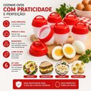 Ver imagem 7 de Forma para Cozinhar Ovos Cozedor Ovo em Casca Kit 6 Peças Silicone Antiaderente com Tampa