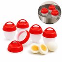 Ver imagem 1 de Forma para Cozinhar Ovos Cozedor Ovo em Casca Kit 6 Peças Silicone Antiaderente com Tampa