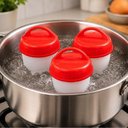 Ver imagem 6 de Forma para Cozinhar Ovos Cozedor Ovo em Casca Kit 6 Peças Silicone Antiaderente com Tampa