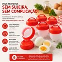 Ver imagem 4 de Forma para Cozinhar Ovos Cozedor Ovo em Casca Kit 6 Peças Silicone Antiaderente com Tampa