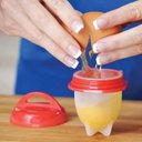 Ver imagem 2 de Forma para Cozinhar Ovos Cozedor Ovo em Casca Kit 6 Peças Silicone Antiaderente com Tampa